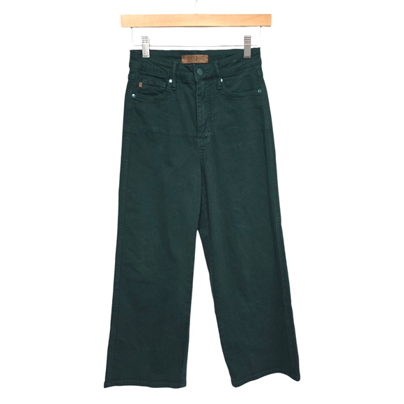 Judy Blue Dark Green Wide‎ Leg Crop Jeans 1/25 High Rise Fall Relaxed Fit - Picture 1 of 10